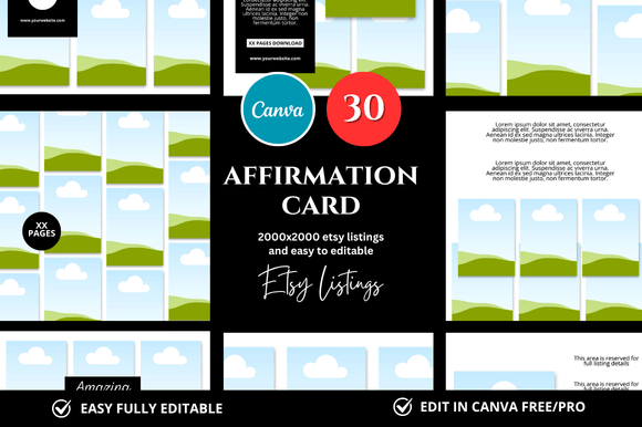 Download 30 Affirmation Card Etsy Mockup - Premium Bundle