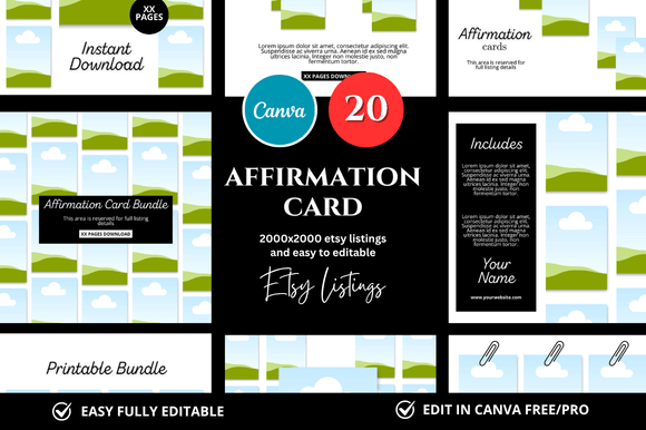 Download 20 Affirmation Card Etsy Mockup - Premium Bundle