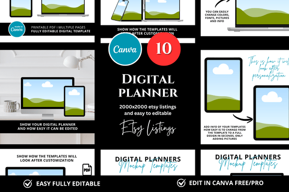 Download 10 Digital Planner Etsy Mockup - Premium Resources